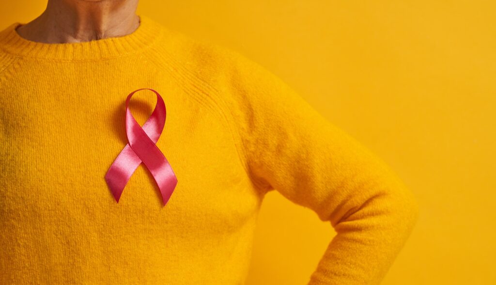 Pink ribbon like a symbol of breast cancer awareness