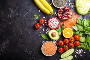 Top view of healthy diet food