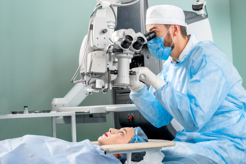 Eye surgery at the operating room
