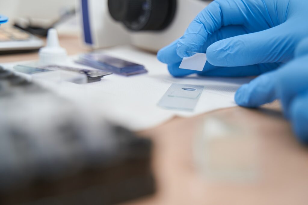 Close-up photo of doctor making tests in the laboratory