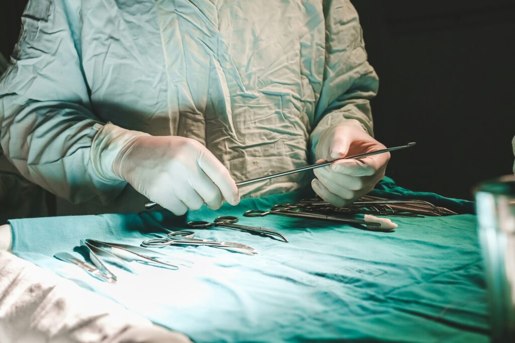 Medicine.Surgeon doctor makes laparoscopy operation.Modern medicine,close-up,operating room.Doctor