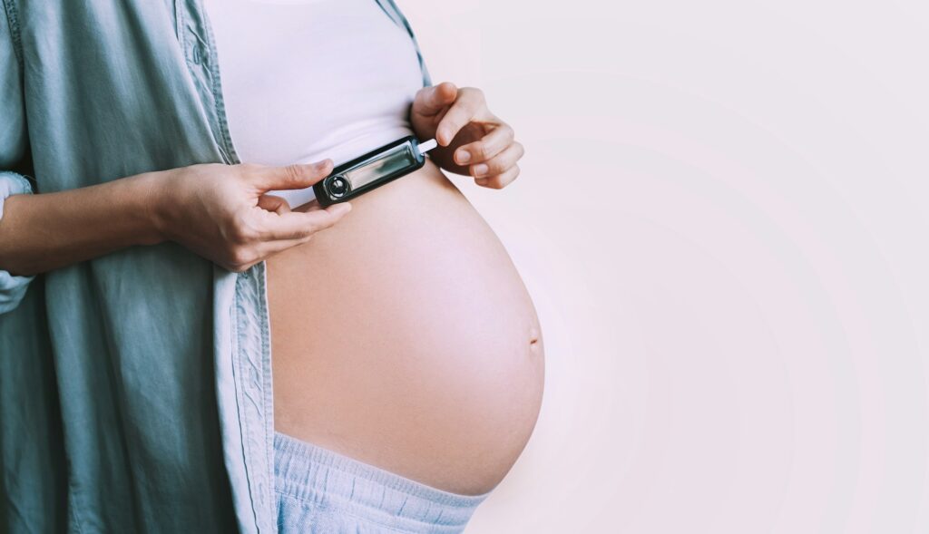 Gestational diabetes test during pregnancy.