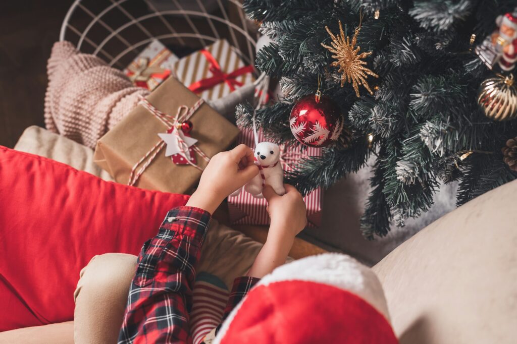 Child kid at Christmas moments. Merry Christmas and happy new year.