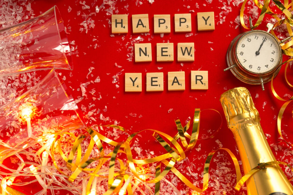 Happy New Year scrabble text